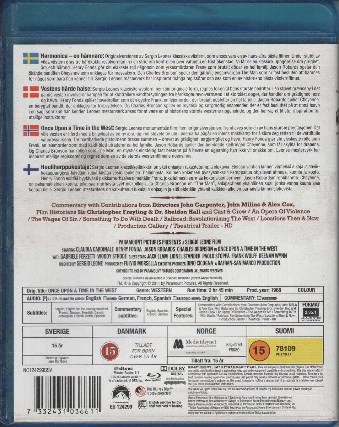 Once Upon a Time in the West (1968). Blu-ray.