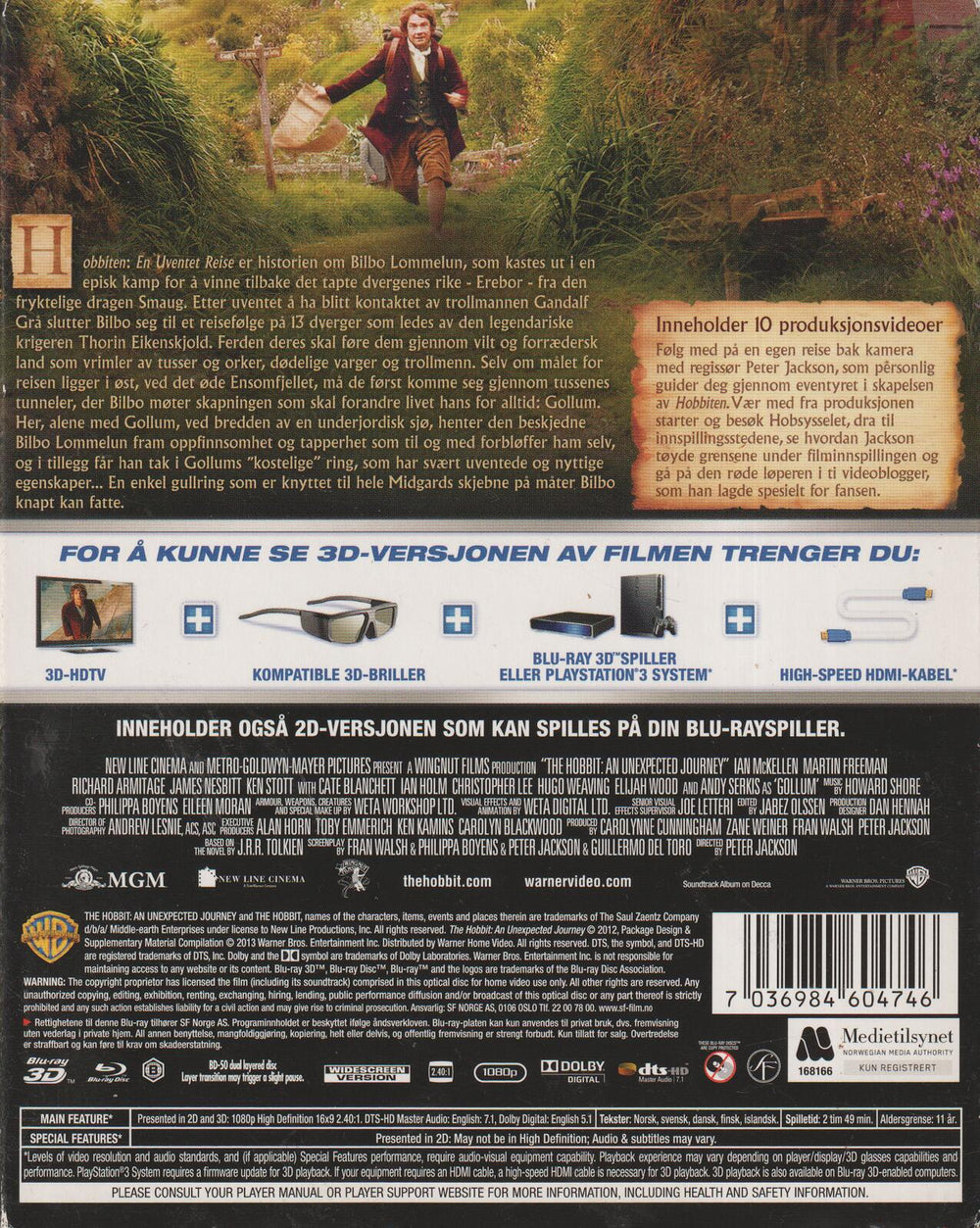 The Hobbit: An Unexpected Journey 3D (2012). Blu-ray.