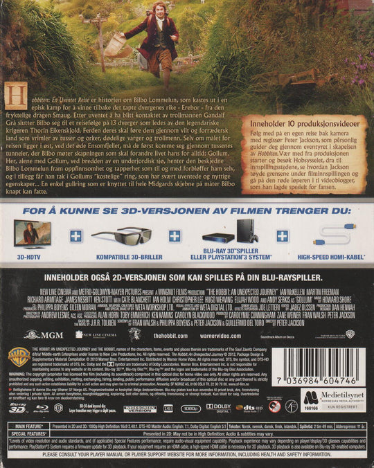 The Hobbit: An Unexpected Journey 3D (2012). Blu-ray.