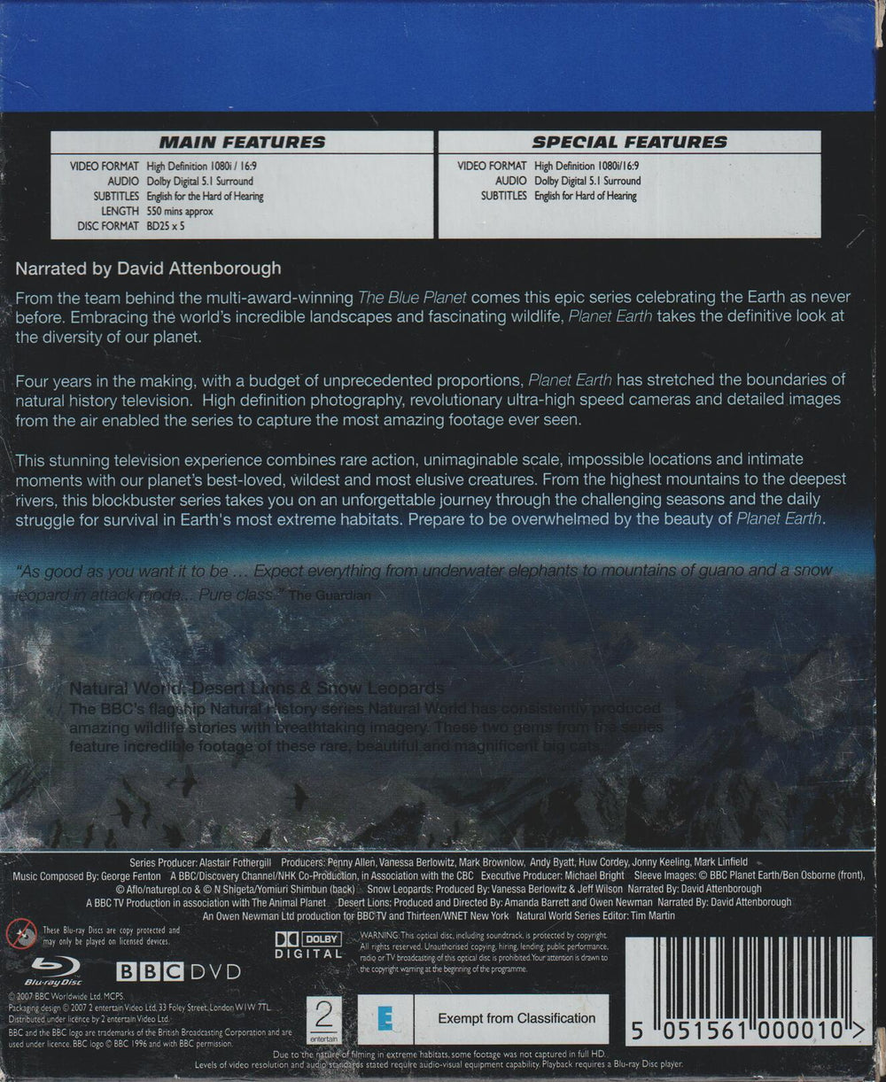 Planet Earth: The Complete Series (2006). Blu-ray.
