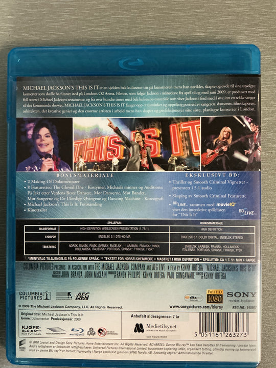 Michael Jackson’s This Is It (2009). Blu-ray.