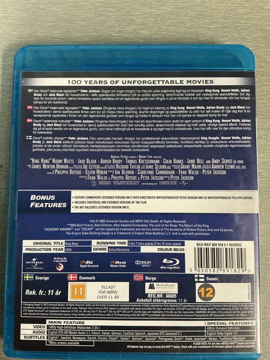 King Kong (2005). Blu-ray.