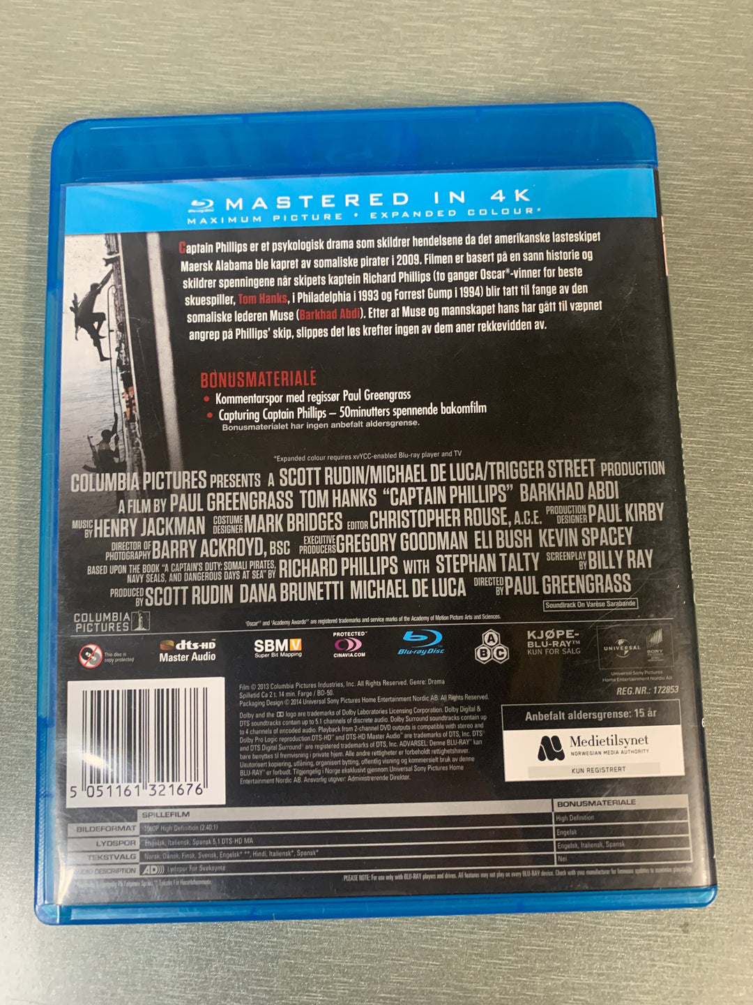 Captain Phillips (2013). Blu-ray.