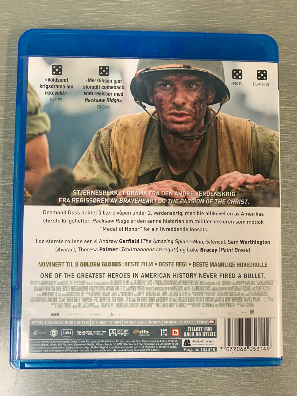 Hacksaw Ridge (2016). Blu-ray.