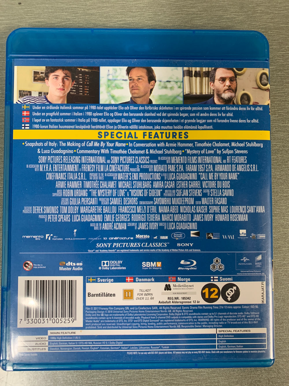 Call Me by Your Name (2017). Blu-ray.