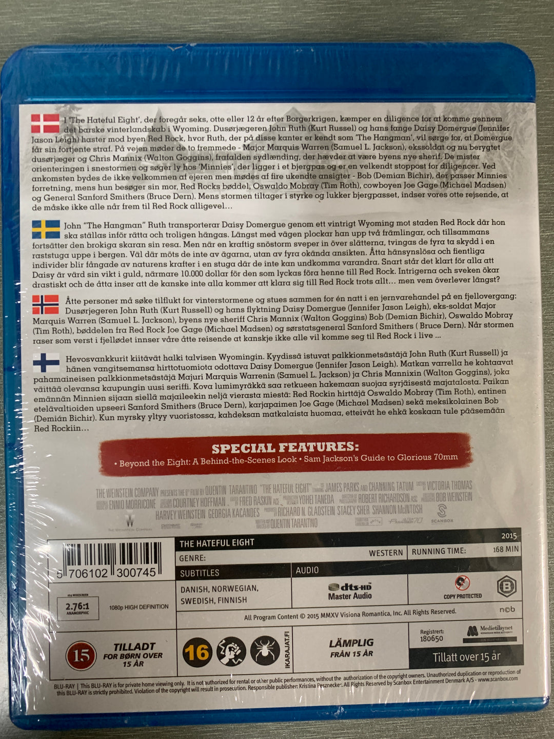 The Hateful Eight (2015). Blu-ray.