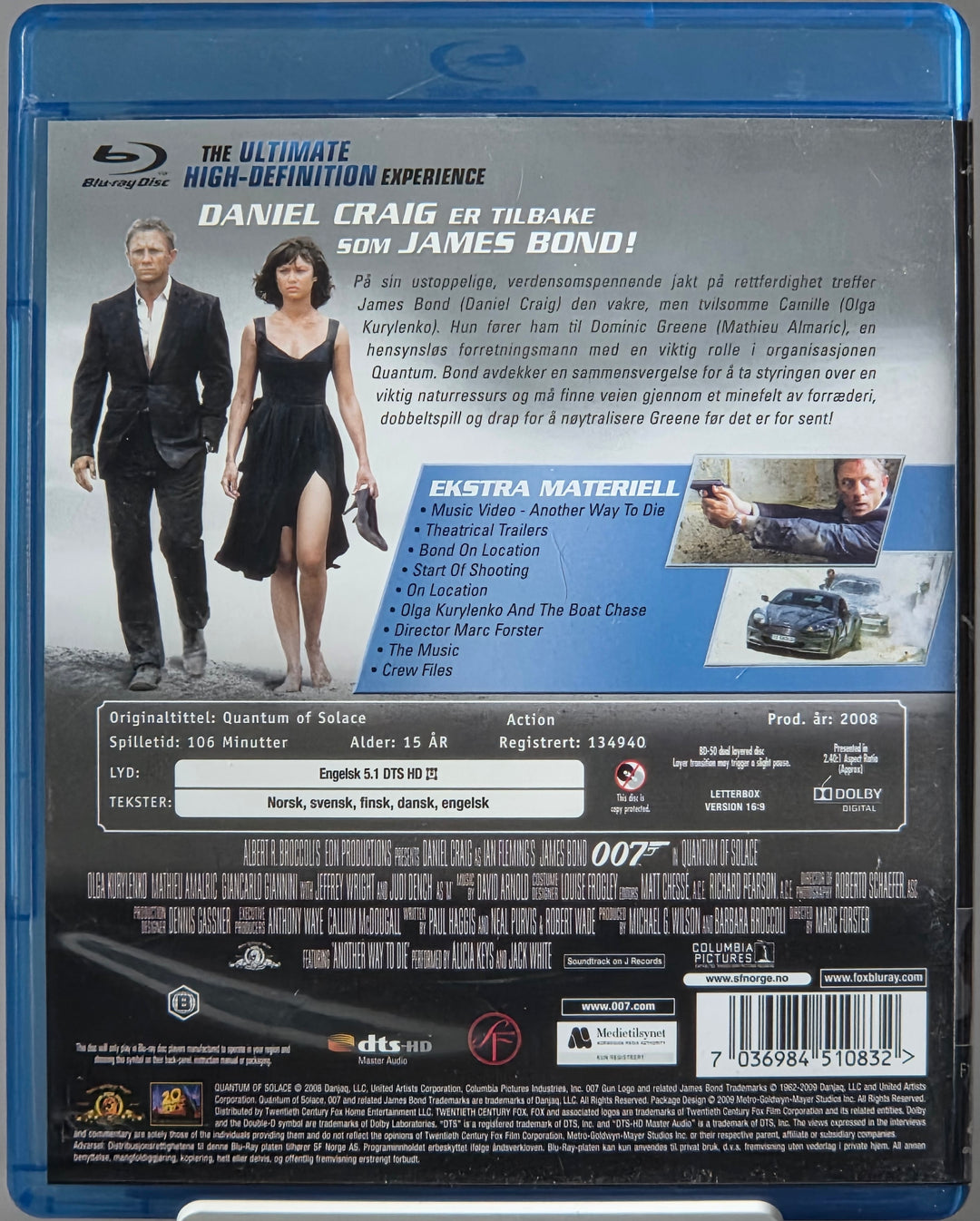 Quantum of Solace (2008). Blu-ray.