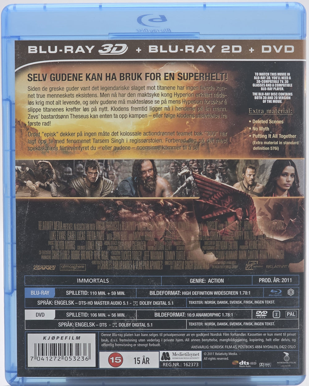 Immortals (2011). Blu-ray.