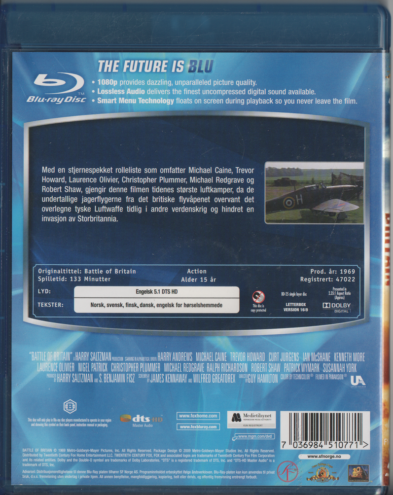 Battle of Britain (1969). Blu-ray.