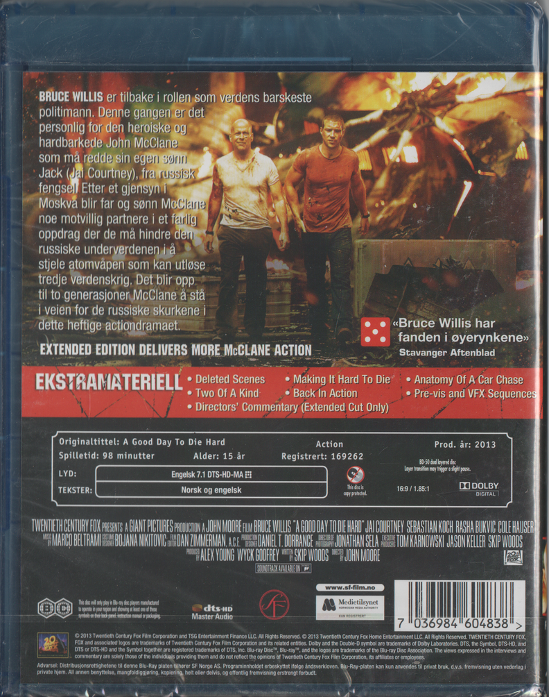 A Good Day to Die Hard, 2013. Blu-ray.