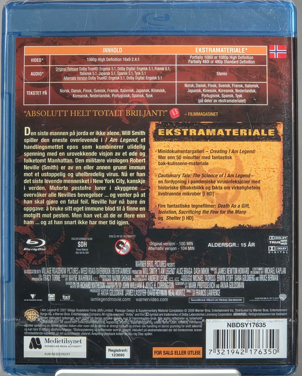 I Am Legend (2007). Blu-ray. Ny i plast!
