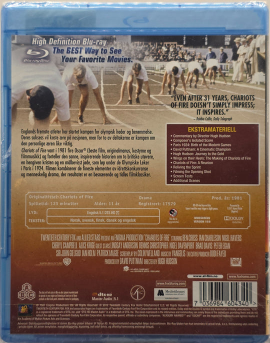 Chariots of Fire (1981). Blu-ray. Ny i plast!