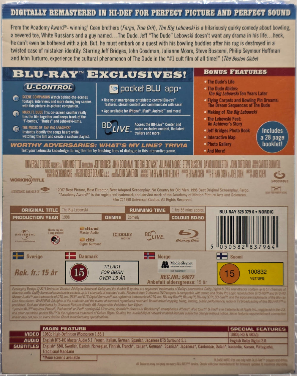 The Big Lebowski (1998). Blu-ray. Ny i plast!