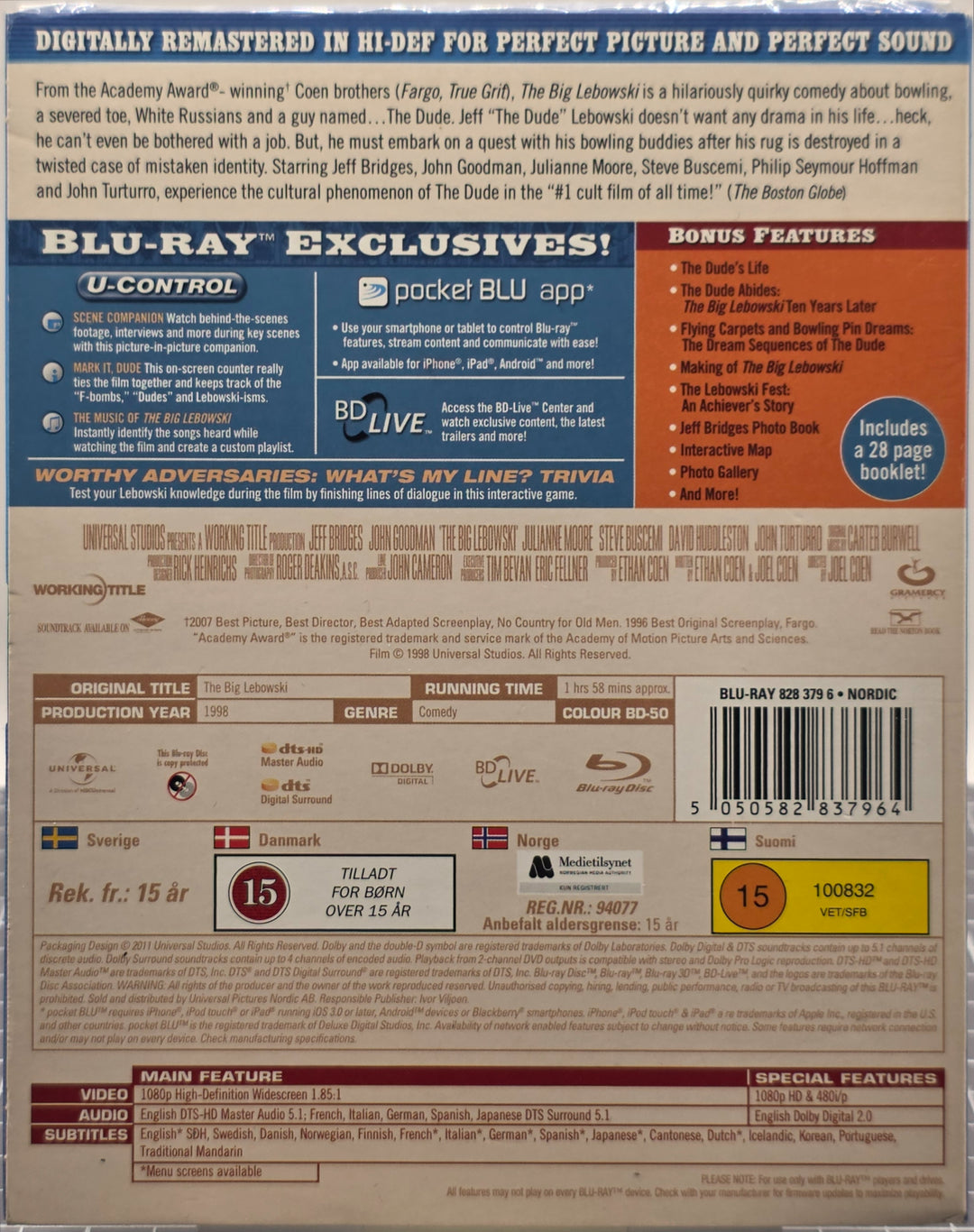 The Big Lebowski (1998). Blu-ray. Ny i plast!