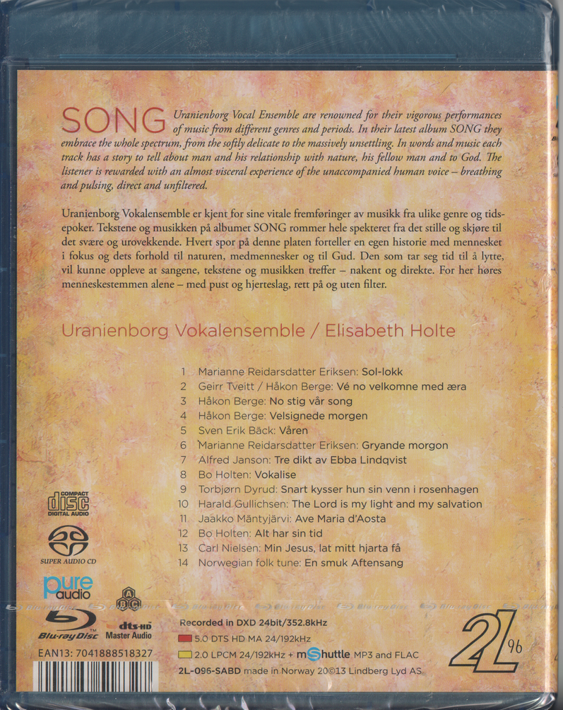 SONG - Uranienborg Vokalensemble (2013). Blu-ray. Ny i plast!