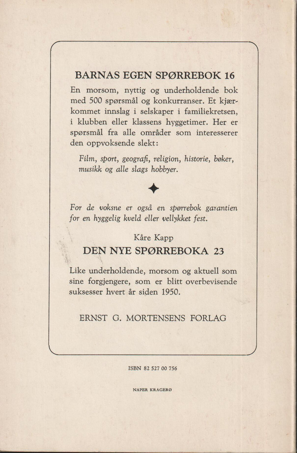 Peter Nött. 1960. Barnas egen spørrebok 16. Bok.
