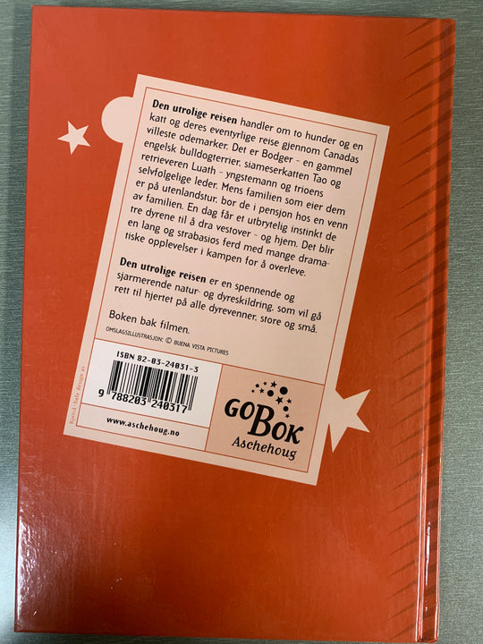 Sheila Burnford. Den utrolige reisen. Bok.