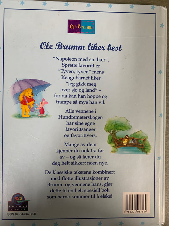 Disney. Viser og vers med Ole Brumm. Bok.
