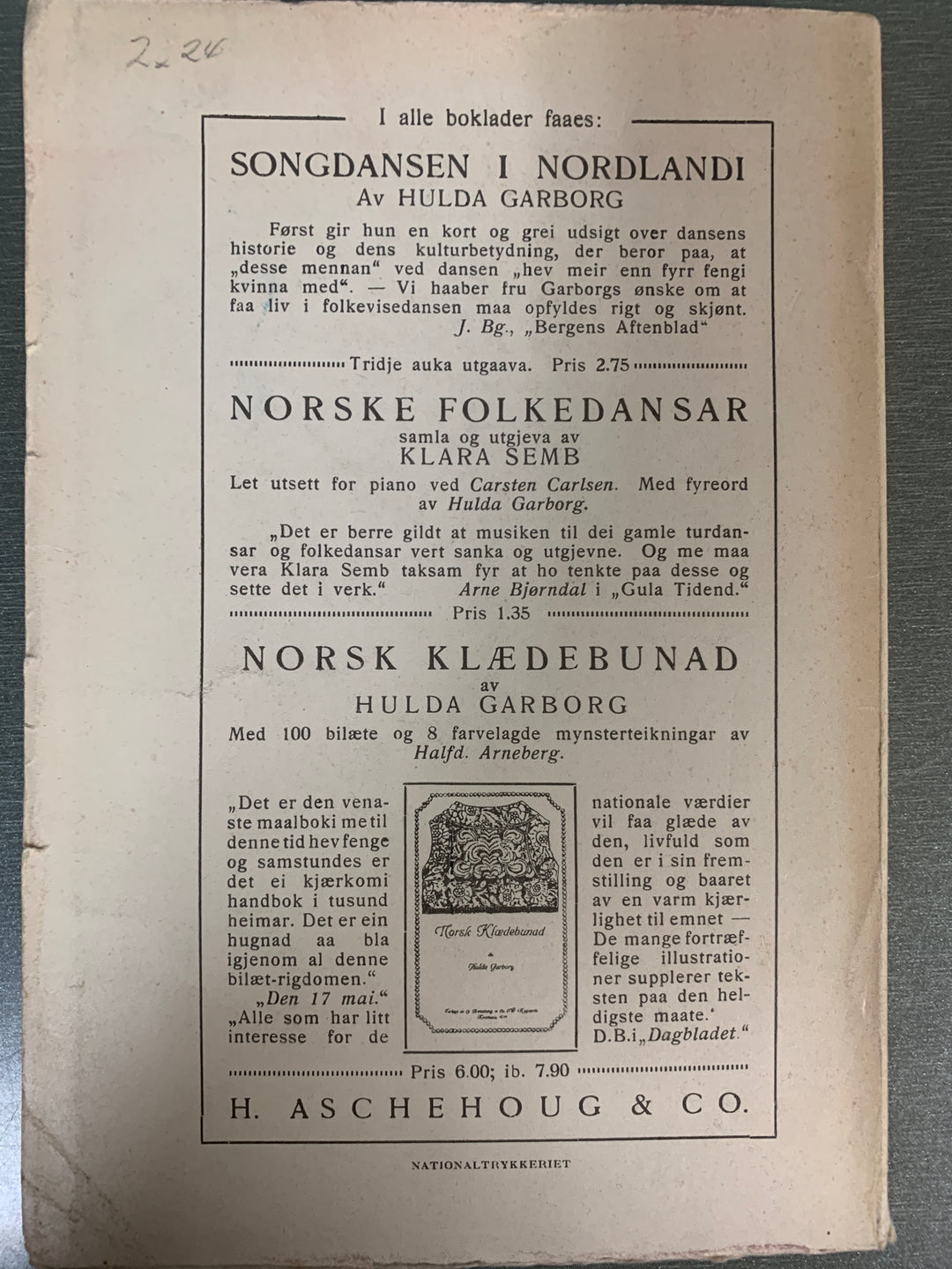 Hulda Garborg, Norske Dansevisur. Bok.