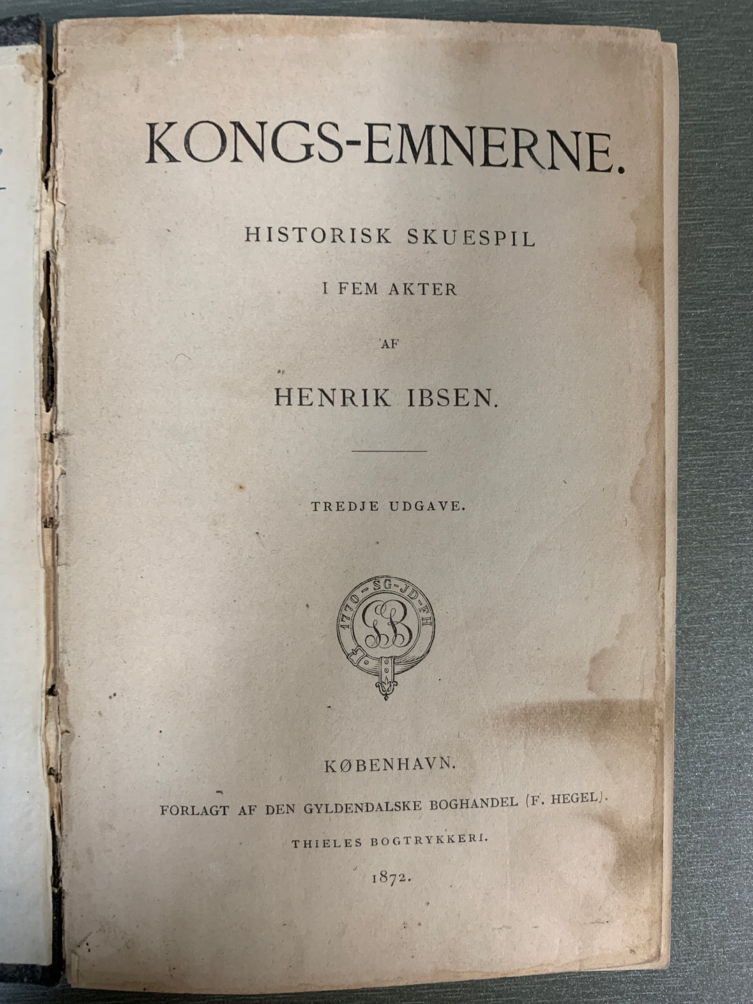 Henrik Ibsen. Kongs-Emnerne. Bok.