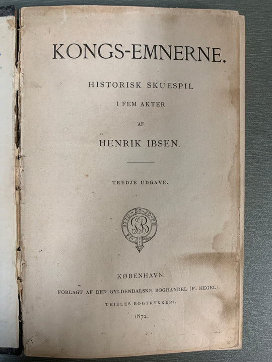 Henrik Ibsen. Kongs-Emnerne. Bok.
