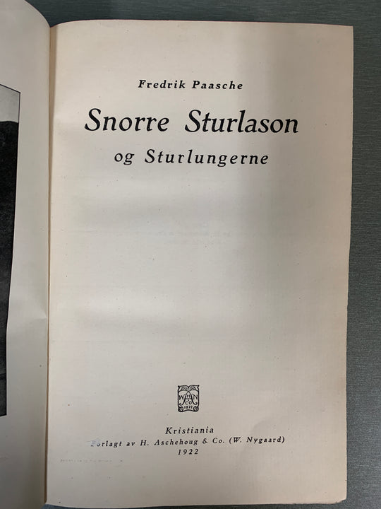 Fredrik Paasche. Snorre Sturlason og Sturlungerne. Bok.