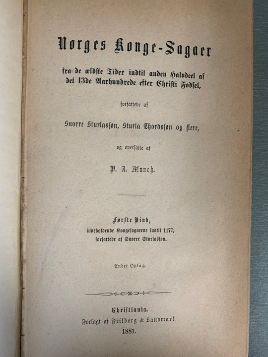 Snorre Sturlassøn, Sturla Thordssøn og flere (oversatt av P. A. Munch). Norges Konge-Sagaer. Bok.