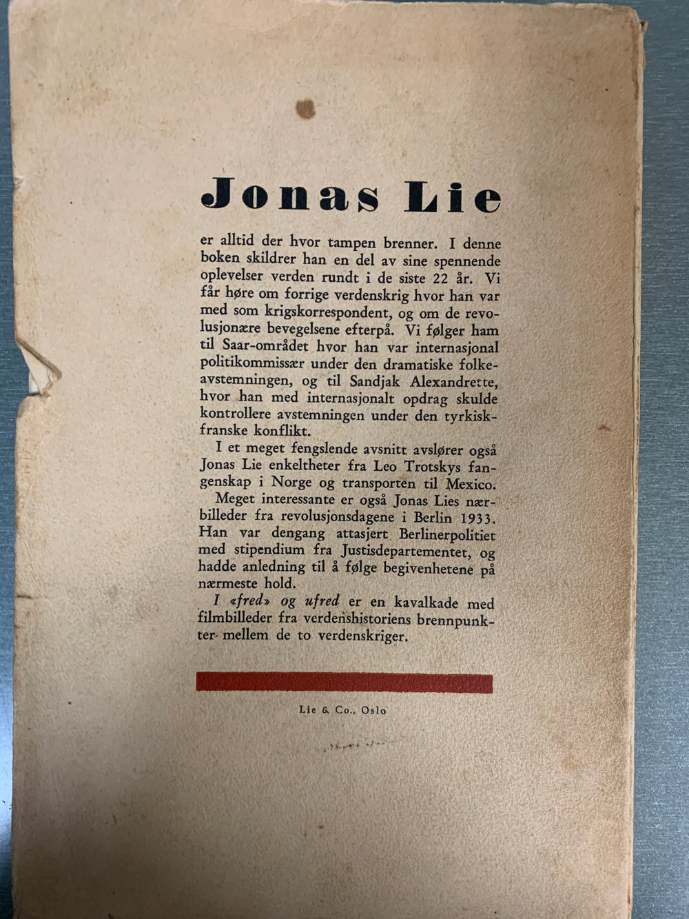 Jonas Lie. I "Fred" og Ufred. Bok.