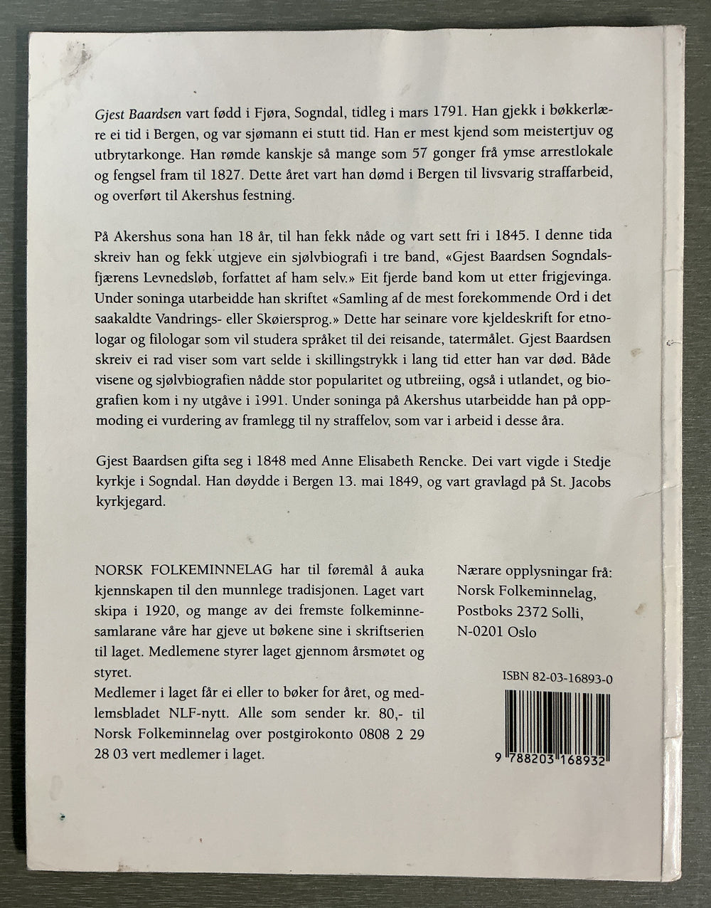 Jostein Mykletun og Håkon Aasnes. 1991. Gjest Baardsen. Bok.