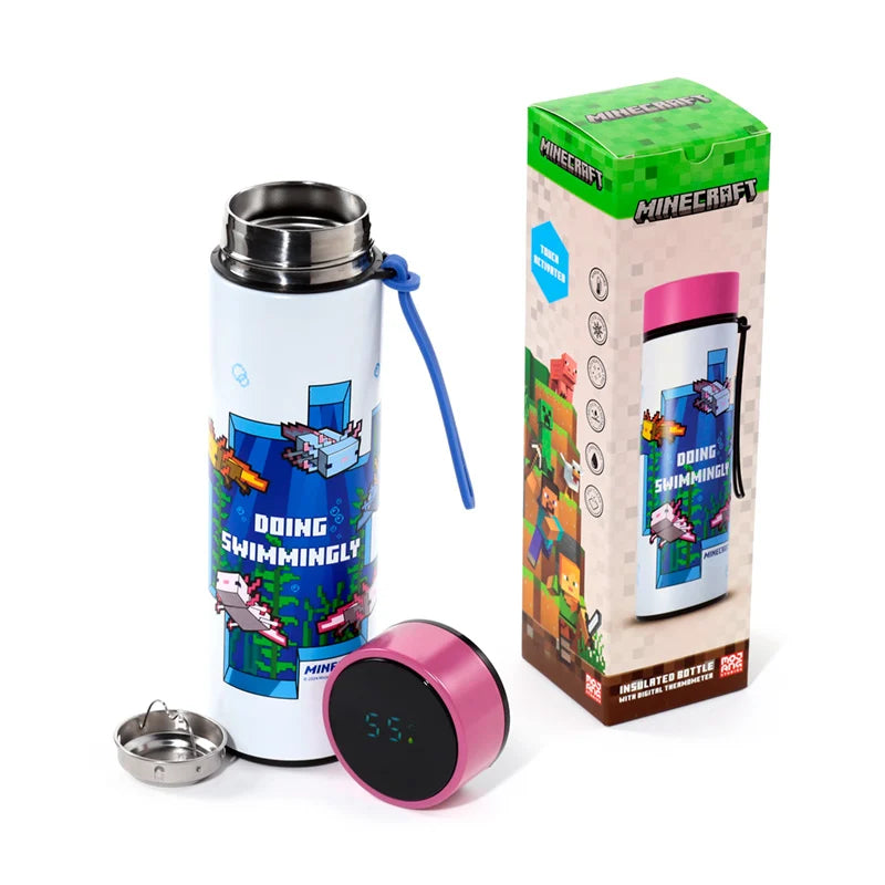 MINECRAFT - Axolotl - Hot & Cold Digital Thermometer Bottle - 15oz