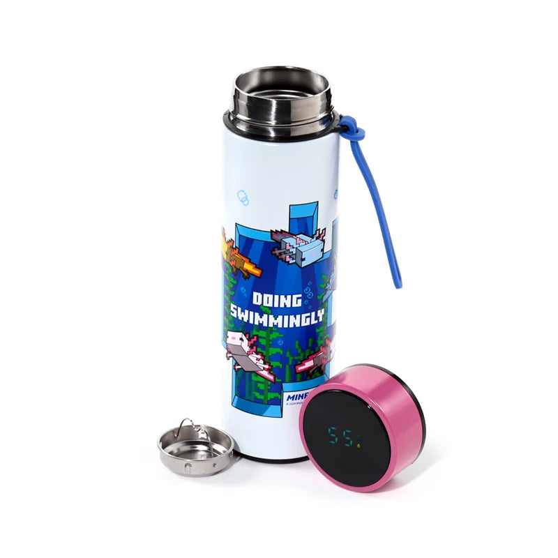 MINECRAFT - Axolotl - Hot & Cold Digital Thermometer Bottle - 15oz