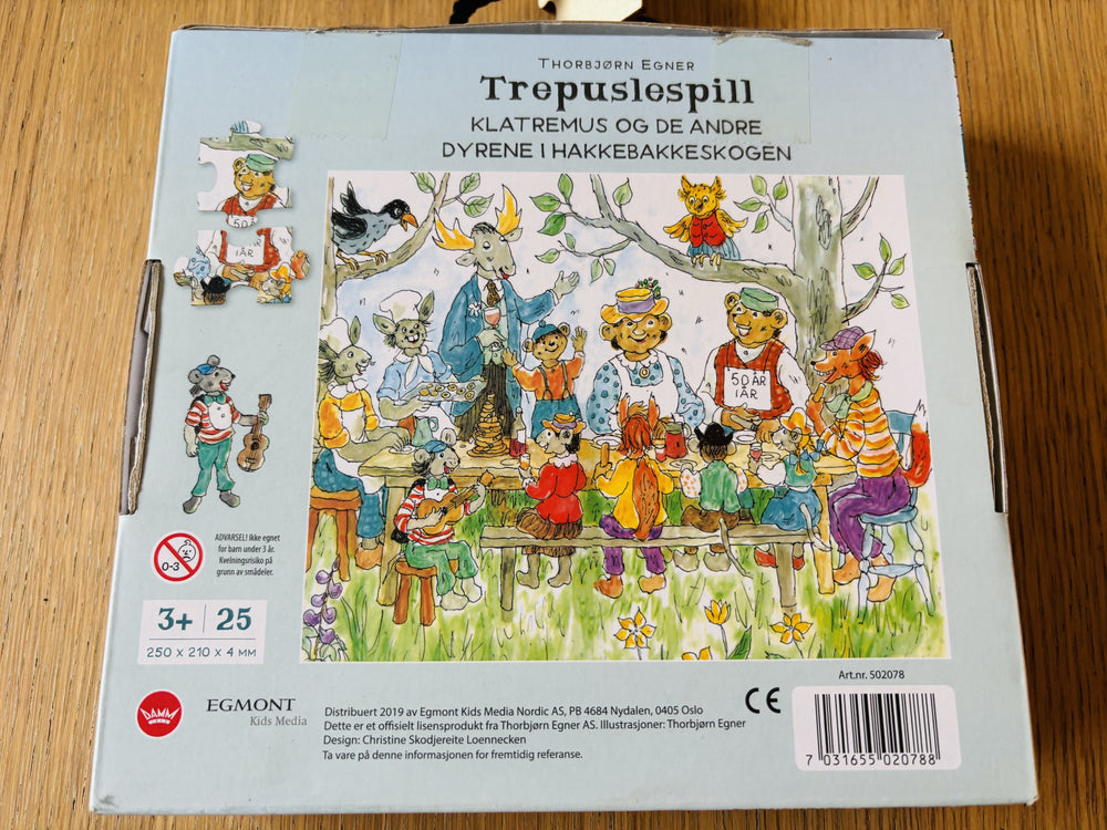 Thorbjørn Egner – Trepuslespill (Klatremus og de andre dyrene i Hakkebakkeskogen)