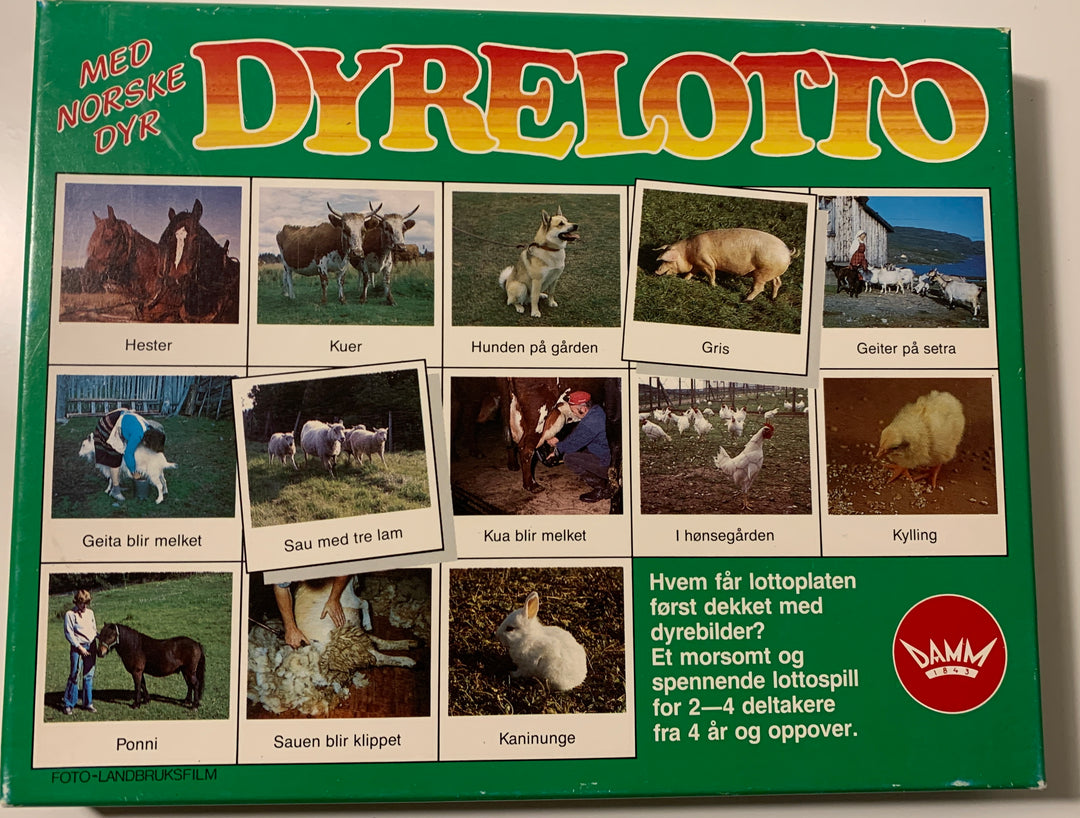 Dyrelotto (Med norske dyr). Brettspill.
