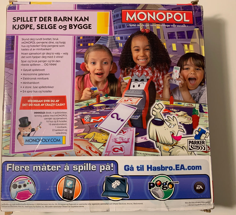 Monopol Crazy Cash. Brettspill.