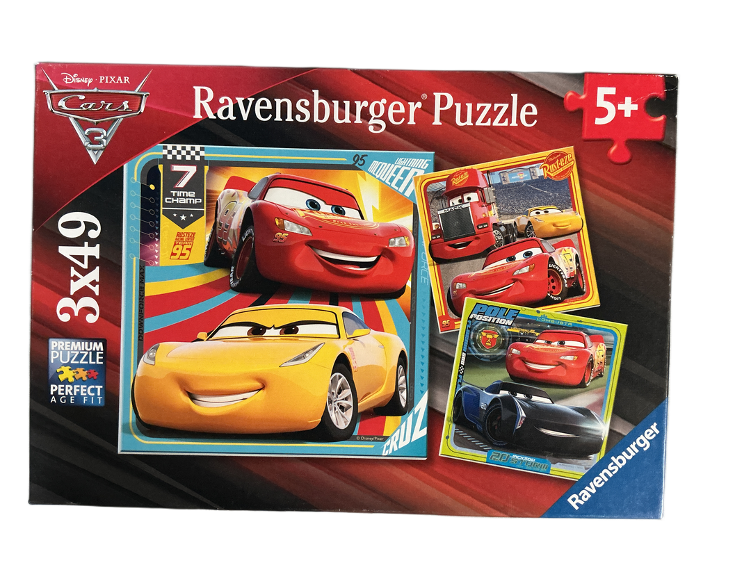 Cars 3 Ravensburger Puzzle 3x49. Puslespill.