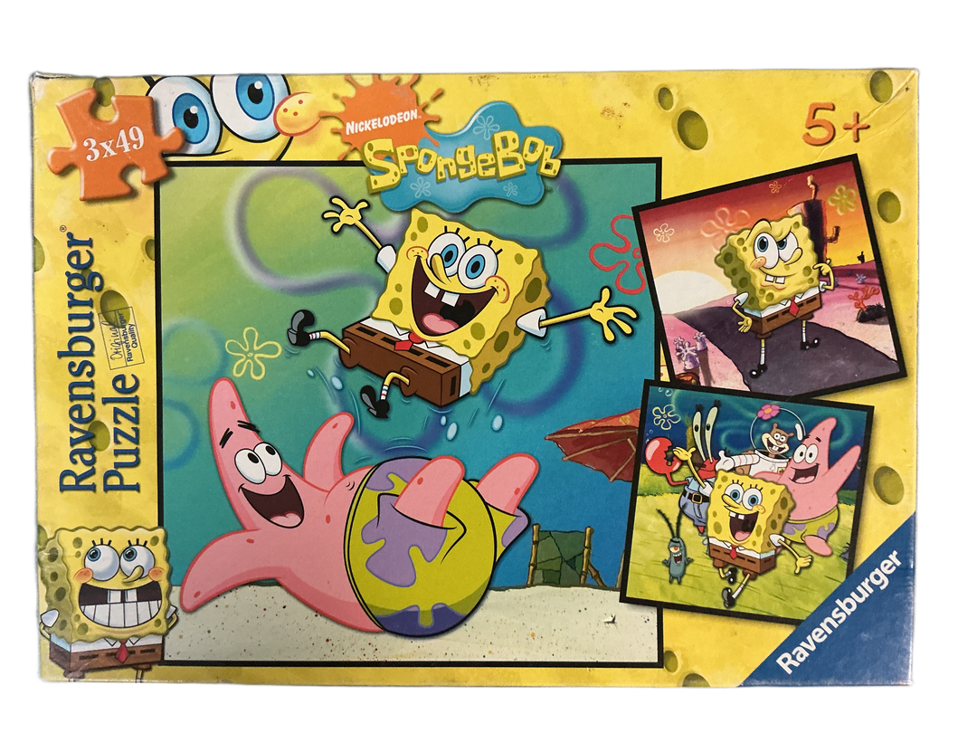 SvampeBob Firkant 3x49 brikker. Puslespill.
