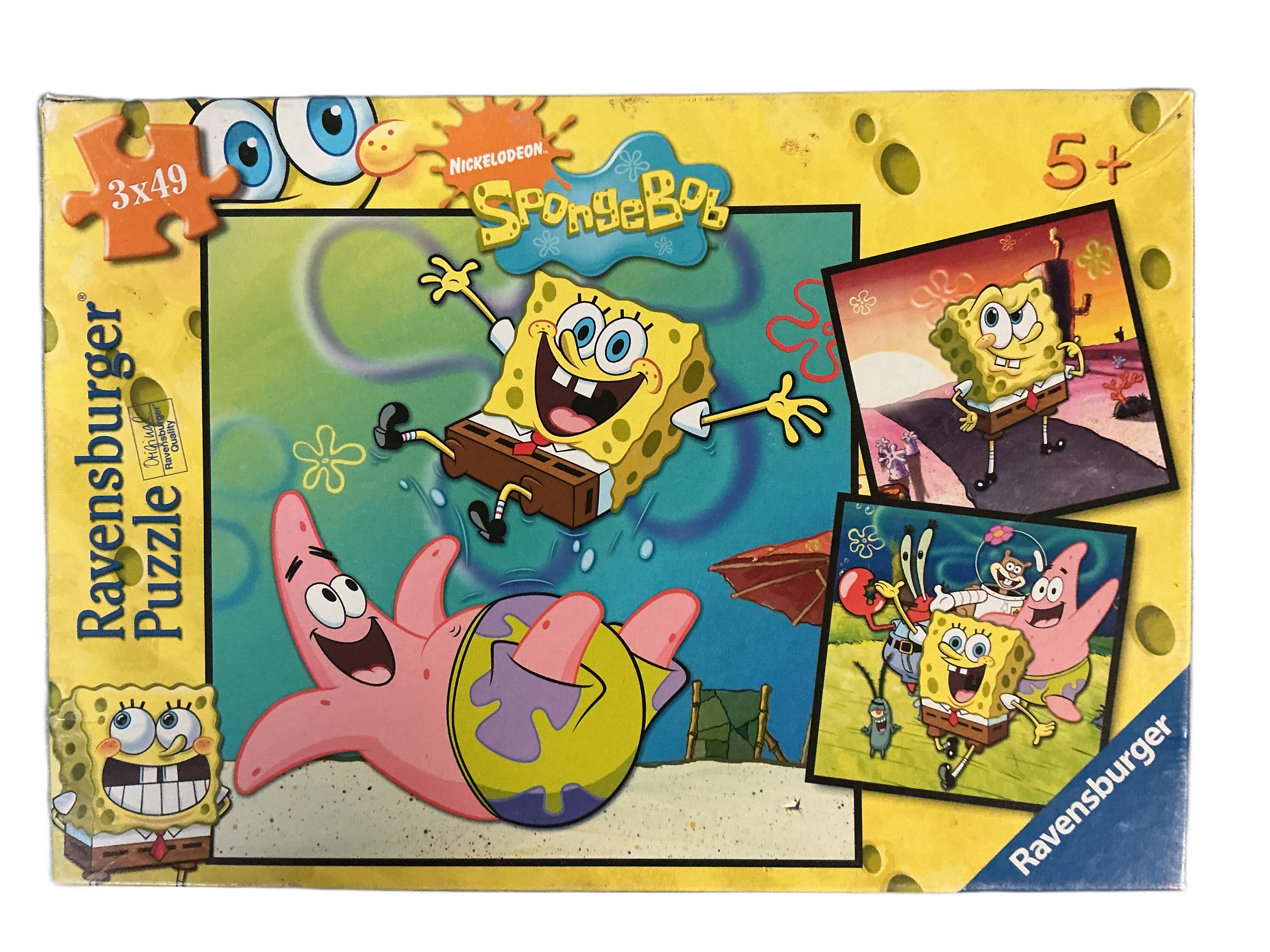 SvampeBob Firkant 3x49 brikker. Puslespill.