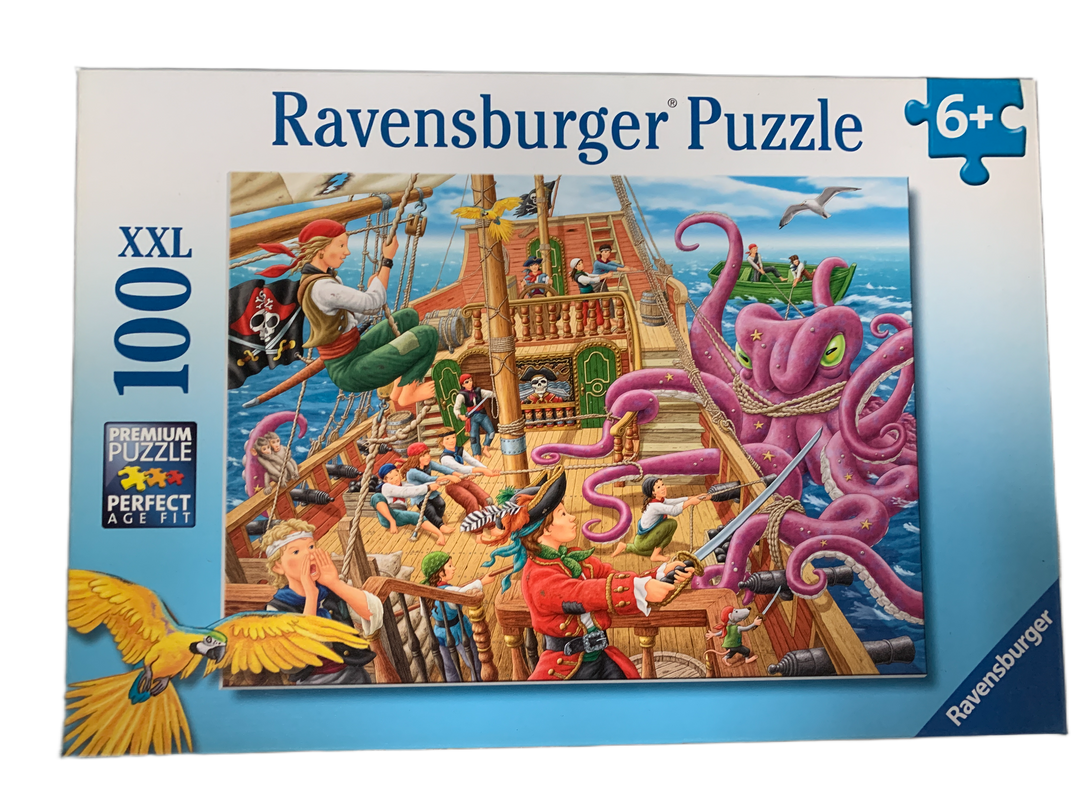 Ravensburger Piratskip mot Kjempeblekksprut XXL 1000 brikker. Puslespill.