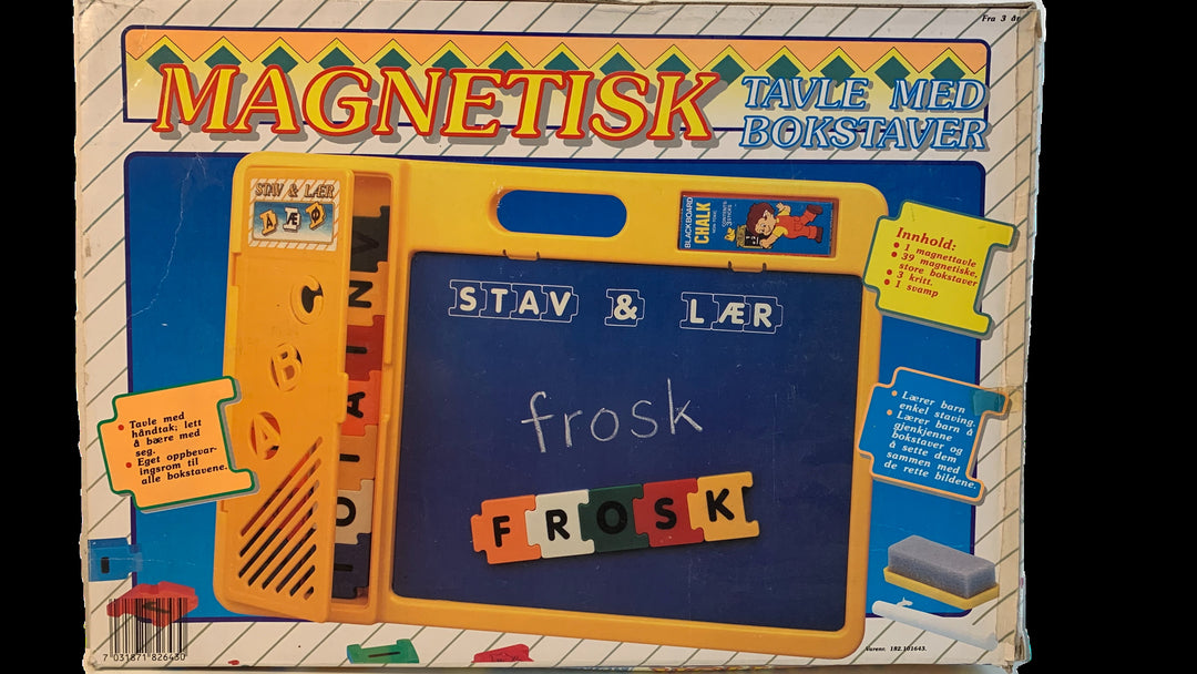 Magnetisk tavle med bokstaver – Stav & lær. Brettspill.