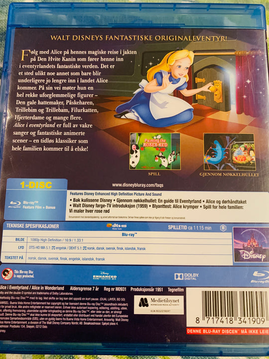 Alice i Eventyrland. Blu-ray.