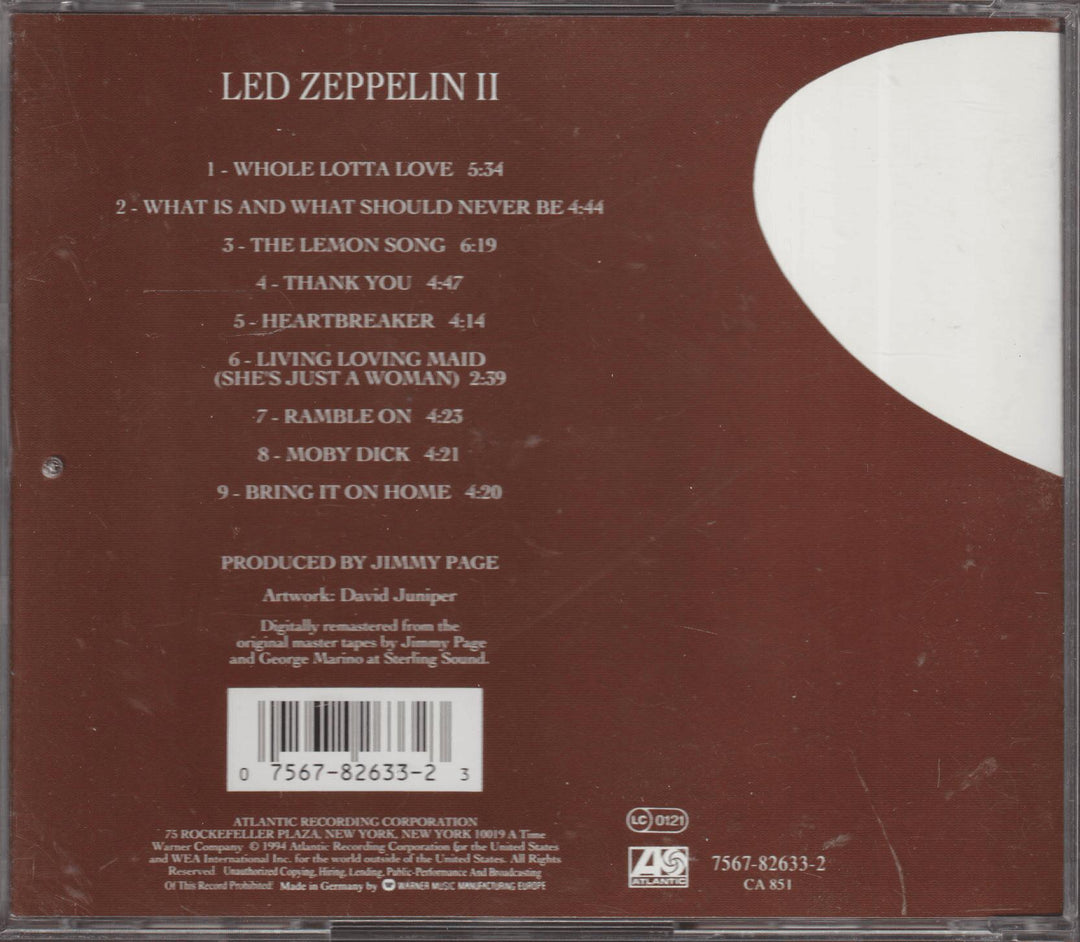 Led Zeppelin – Led Zeppelin II. 1969. Remastered CD.