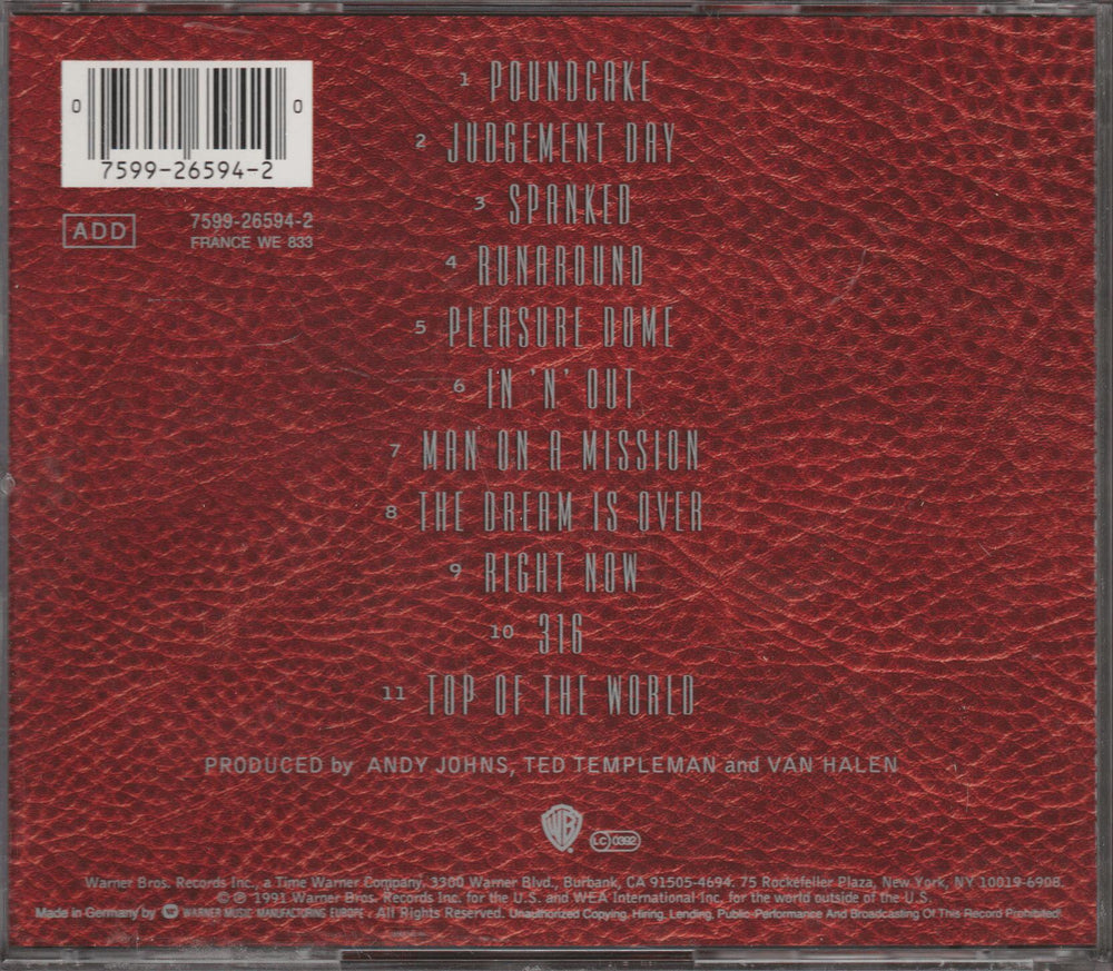 Van Halen - For Unlawful Carnal Knowledge. 1991. CD.