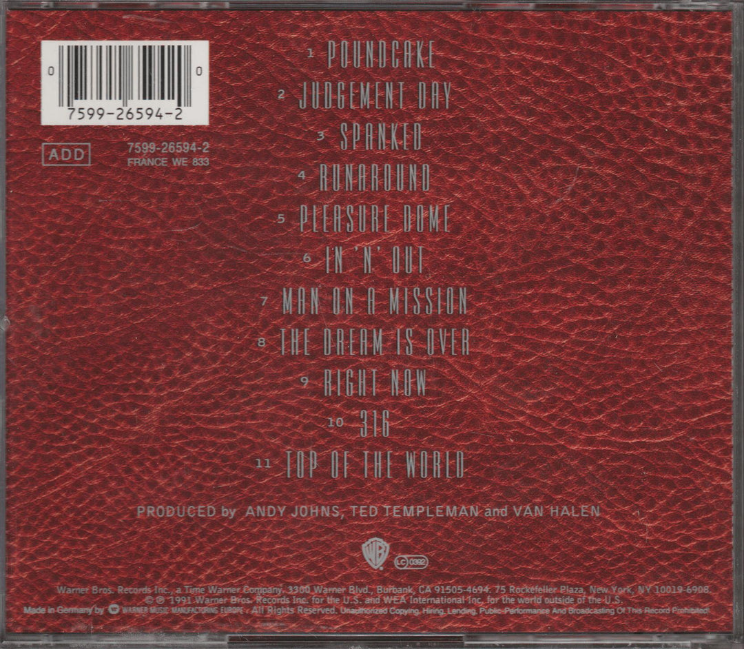 Van Halen - For Unlawful Carnal Knowledge. 1991. CD.