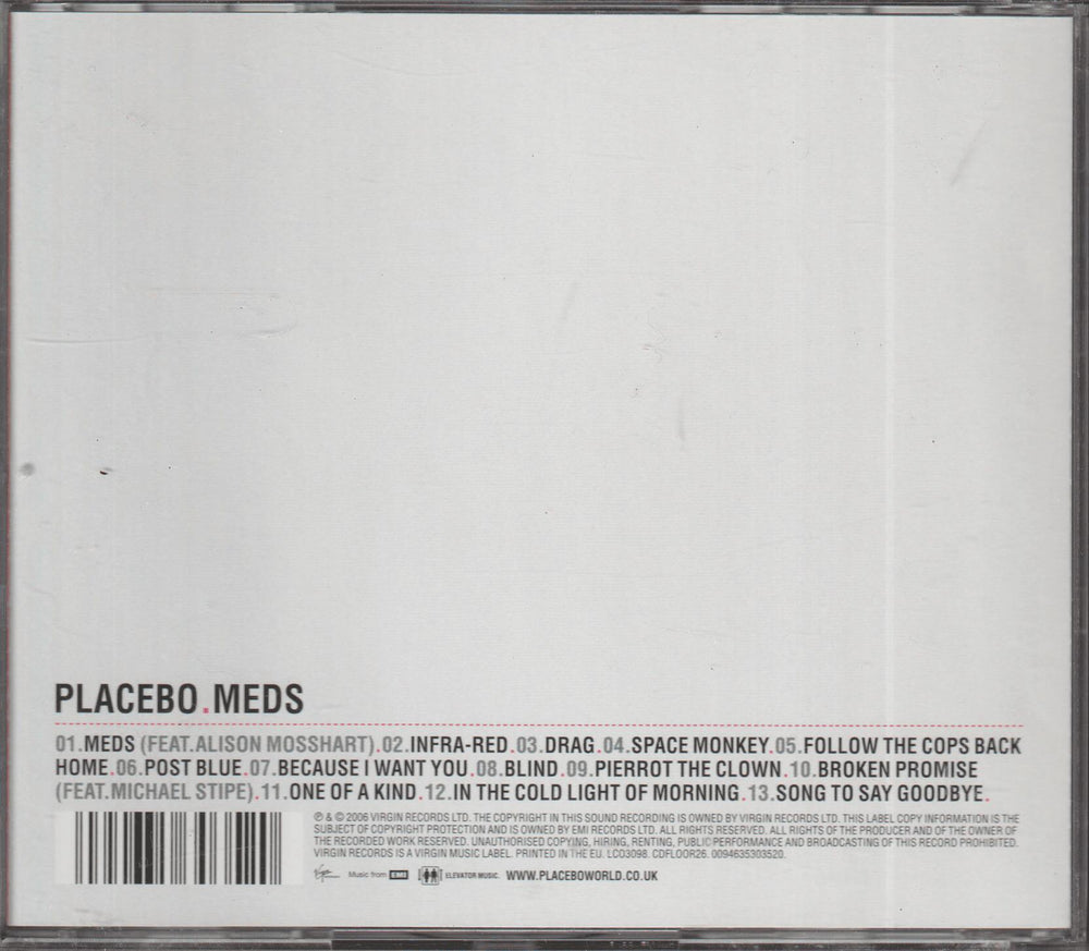 Placebo - Meds (2006). CD.