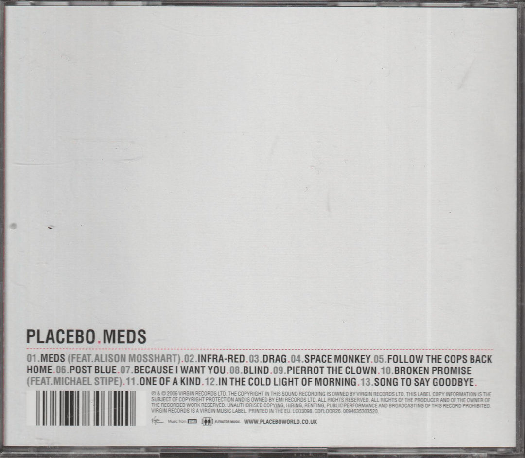 Placebo - Meds (2006). CD.