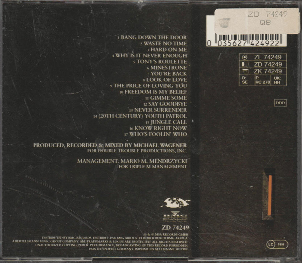 Bonfire - Point Blank (1989). CD.