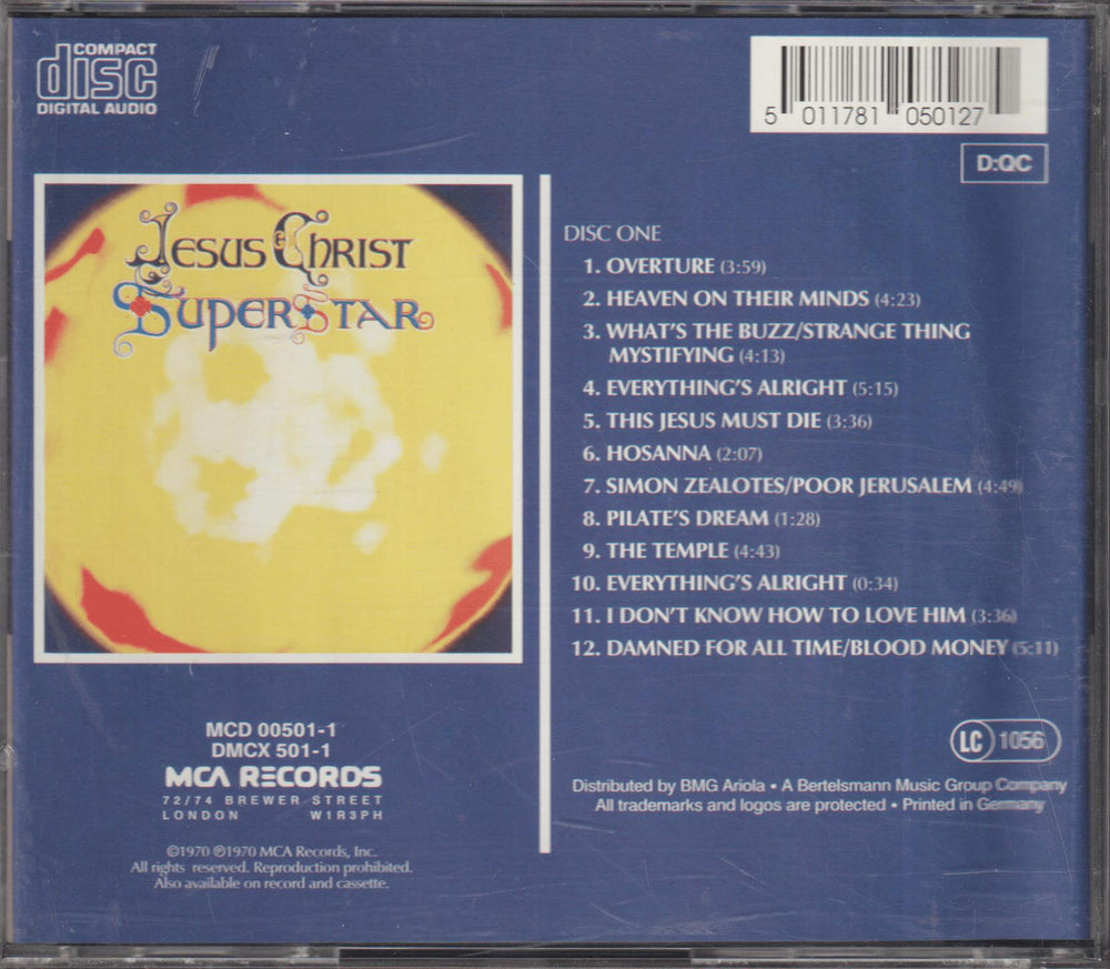 Andrew Lloyd Webber & Tim Rice - Jesus Christ Superstar: Disc One (1970/1990s reutgivelse). CD.
