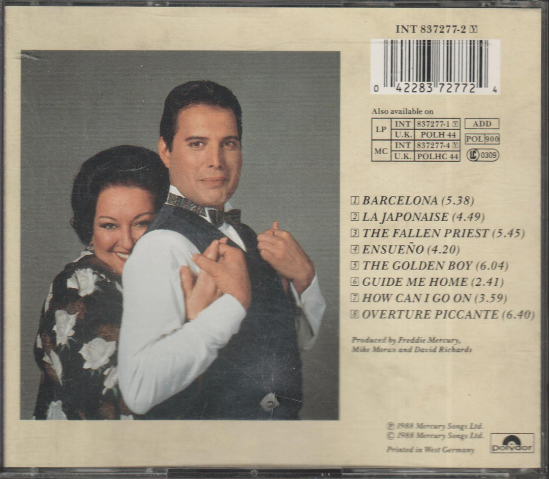 Freddie Mercury & Montserrat Caballé - Barcelona (1988/Reissue). CD.