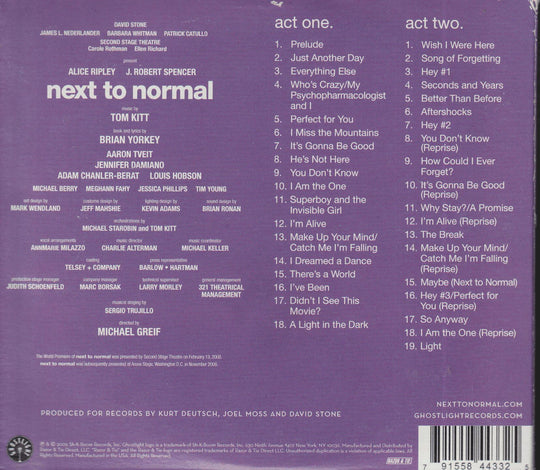 Tom Kitt & Brian d'Arcy James - Next To Normal: Original Broadway Cast Recording (2009). CD.