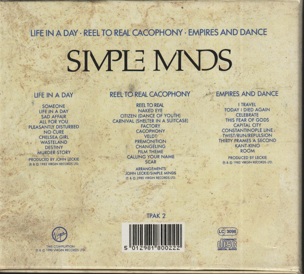 Simple Minds - Collectors' Edition (3 Limited Edition Picture Discs). 3CD Boks.
